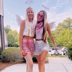 Silver sparkle sequin skirt